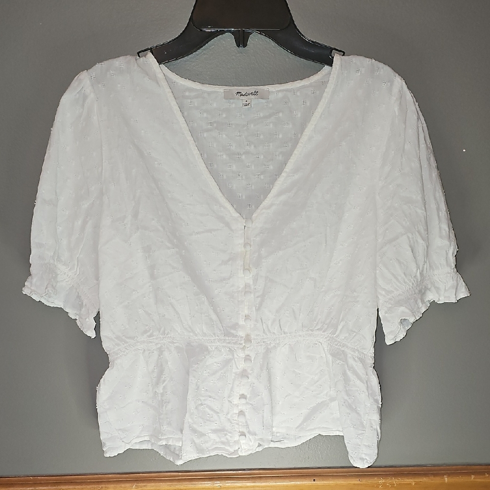 Madewell White Textured Blouse